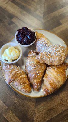 Mini croissants with honey butter and freshly made jam