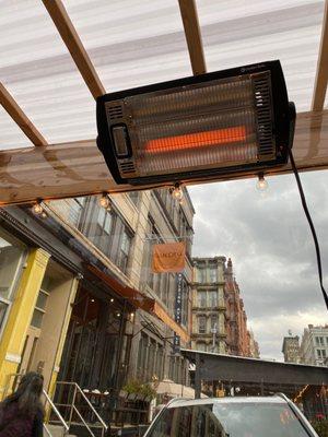 Outside seating with heater!