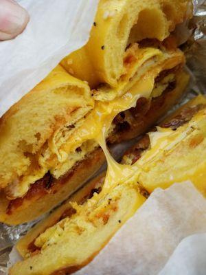 Egg everything bagel, bacon egg & cheese!