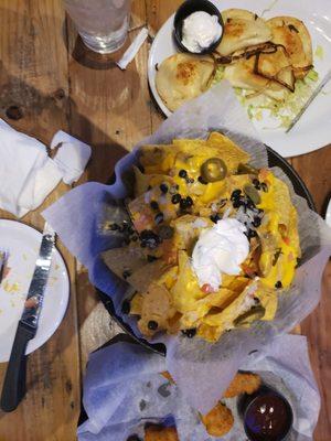 Nachos, Buffalo Cauliflower and perogies