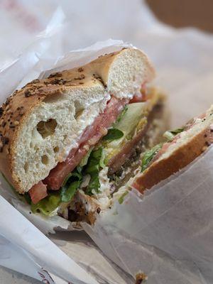 Pastrami lox bagel sandwich