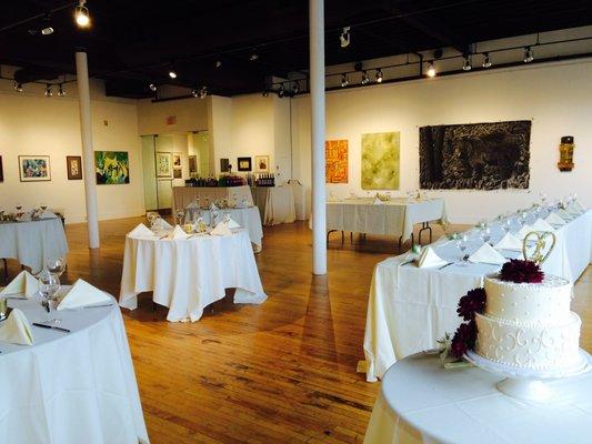 The Padnos Gallery set up for a wedding reception.