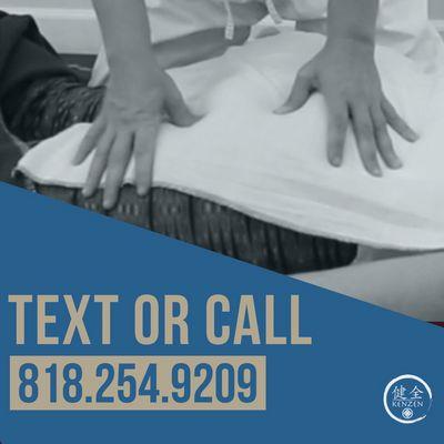 Text us to make an appointment.