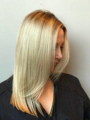 Blonde balayage and Haircut