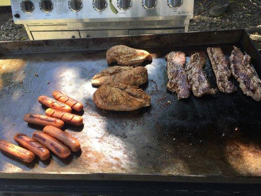 Hawaiian marinated beef Ribs, Boneless Chicken Breast and 100% Beef Hot Dogs