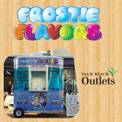 New Frostie Flavors shaved ice kiosk at Palm Beach Outlets in West Palm Beach, FL