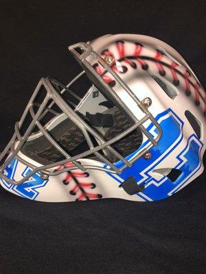 Custom airbrushed catchers mask.