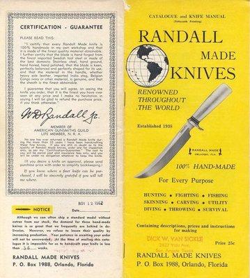 Randall Made Knives started in 1938 in Orlando on Orange Blossom Trl. They've been around for a long time.  Photo from Facebook.