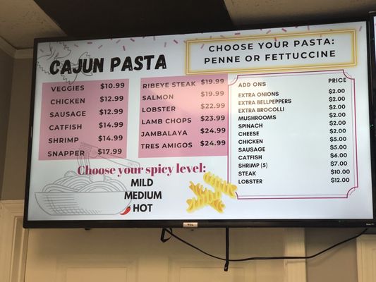 Pasta Menu