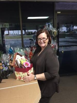 This is Marilyn, the owner getting ready for Easter. I never knew that so many people have custom Easter baskets made?