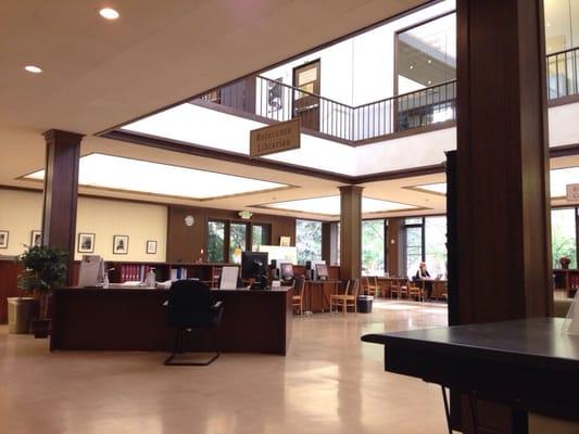 "Loud" side of the library. Group meetings, main printers, and computer terminals can be found here.