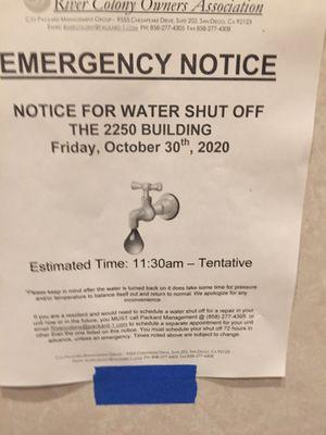 Last min water shut off. WTF?What is the emergency other than ruining our washer?You mofos seem so efing retarded, dump arses.