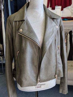 Olive green leather jacket