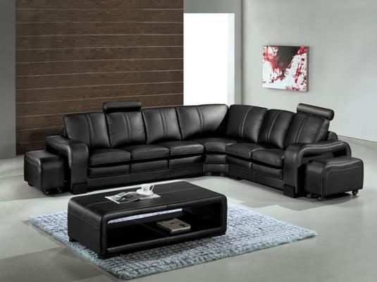 Black Bonded Leather Sectional Set - $2399