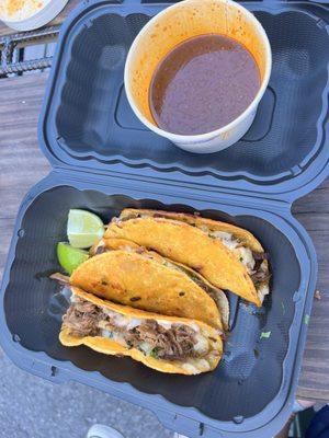 birria tacos with consommé