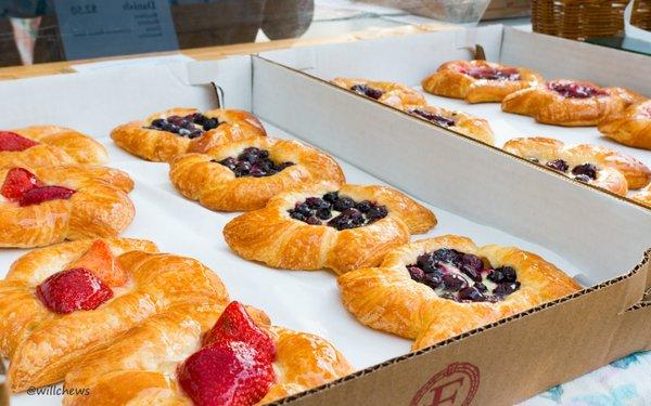 Strawberry, Blueberry, Blackberry, and Cherry Danishes from Firehook Bakery, sold by Cheverly Breadbasket ---follow @willchews