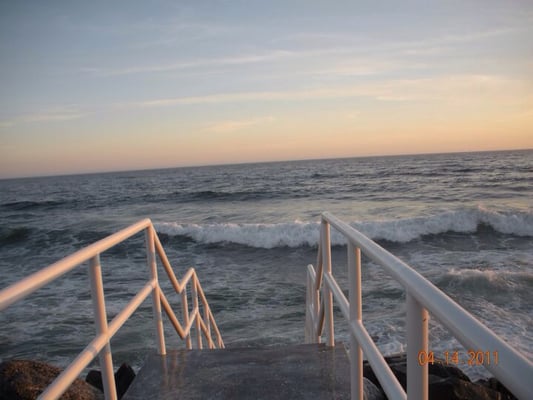 The stairs lead right down into the water.