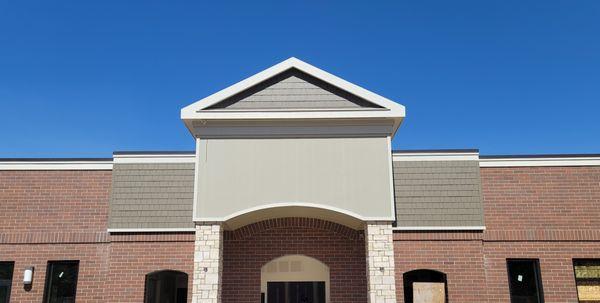 Installed Panel siding, Shingle siding, Trim, Soffit, and Fascia