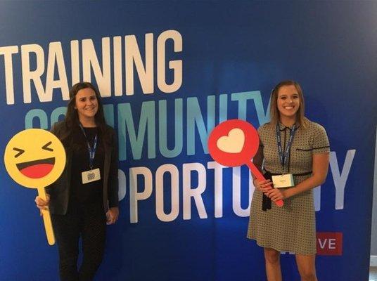 Celebrity Staff Lincoln Staffing Coordinator Laura B. and Omaha Recruiter Chelsey B. attend Facebook Community conference.