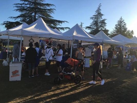 Dr. Beisel educating people about oral hygiene at Encino Victory Run.