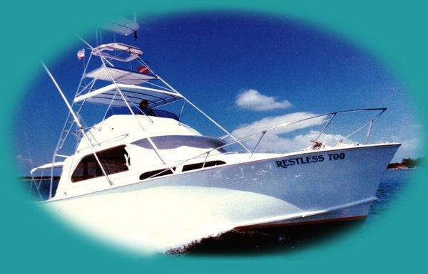 Restless Too is our boat, its a 1964 Hatteras.