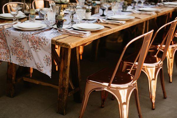 Rose Gold Chairs by Archive Rentals