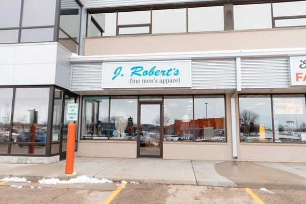 J. Robert's Menswear of Janesville carries a wide selection of men's clothing and is located next to Woodman's.