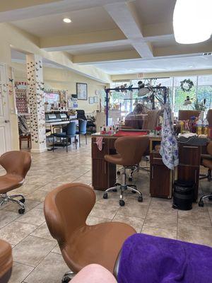 nail polish wall and the nail chairs