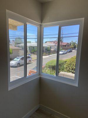 White vinyl retro fit window sale and installation by Cali Glass and Windows.