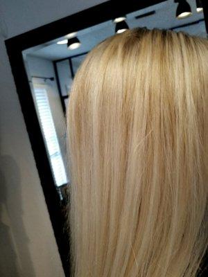 Blonde colors, micro highlighting,  for that natural look