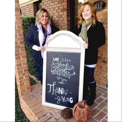 Happy Thanksgiving from the owners of The Powder Room, Kacey & Amanda!