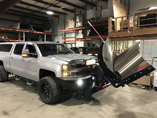 Snowex Vplow Snow Plow Installed on Chevy Diesel - https://www.centralparts.com/category/snowplows/snowex-snowplows