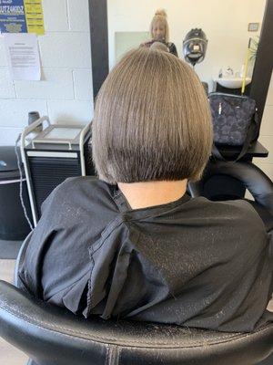 Woman short bob cut