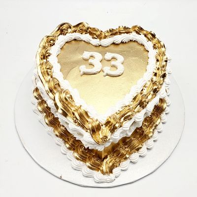 Gold heart cake Www.panchisbakery.com