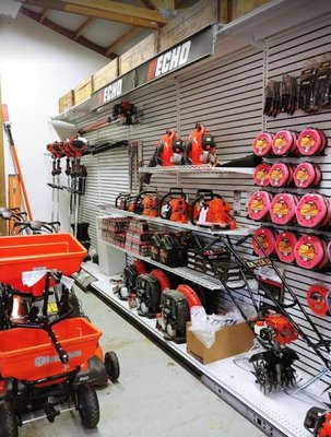 We sell new equipment that we already have in stock from Echo and Husqvarna. Check out our inventory!