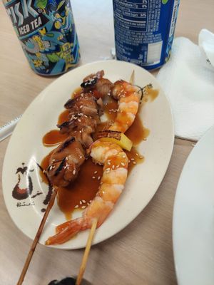 Chicken and shrimp skewers