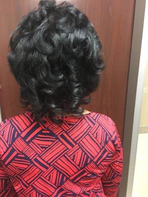 Natural hair - blown dry and flat ironed!