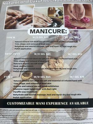 Manicure Menu July 2024