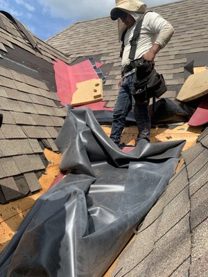 Rubber cricket installation and new shingles