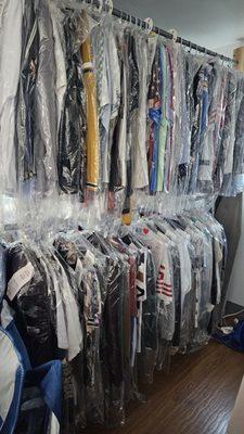 Your clothing is neatly kept and covered. Ready for pick up!