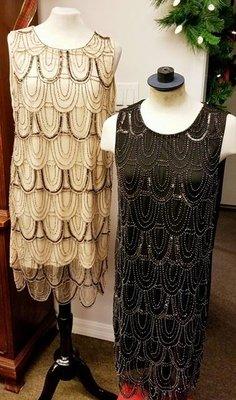 Beautiful Flapper Dress in a nude-pink and pewter