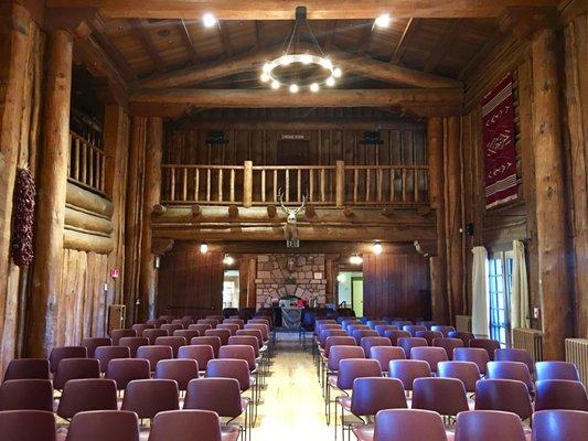 The main room set up for a talk by Siegfried Hecker in the evening.