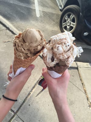 Just Java and vanilla fudge brownie in waffle cones!