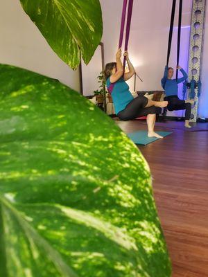 A glimpse at aerial yoga hip and spine openers!