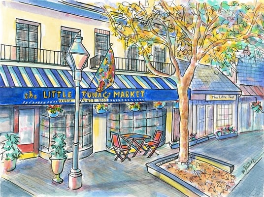 A Watercolor Painting of Little Tuna in Downtown Haddonfield, NJ