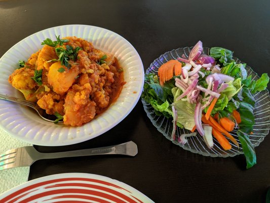 Aloo Gobi and salad