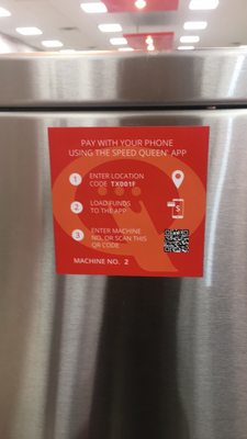 Each dryer / washer has a QR code specific to that machine or you can select one from the app.