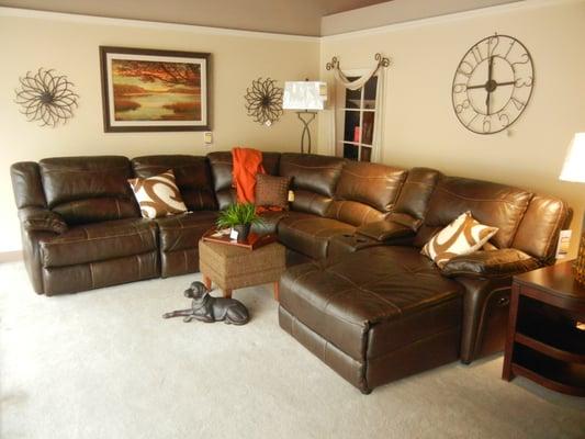 Leather sectional with power reclining seats