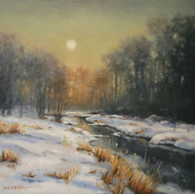 "Winter's Eve" 18 x 18 oil by Paula Holtzclaw