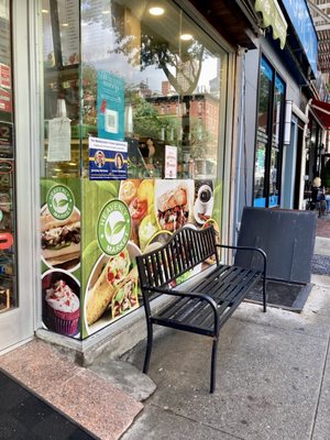 Two benches outside posted with review 06/10/22